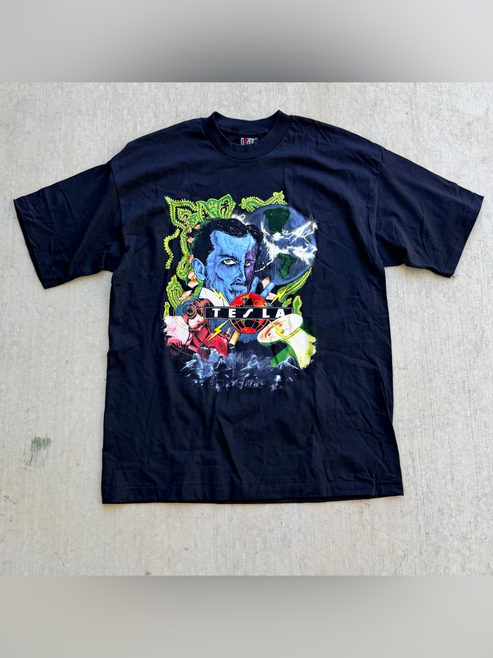 Vintage Tesla Band T Shirt Giant Size XL 90s Single Stitch Concert Tour Promo